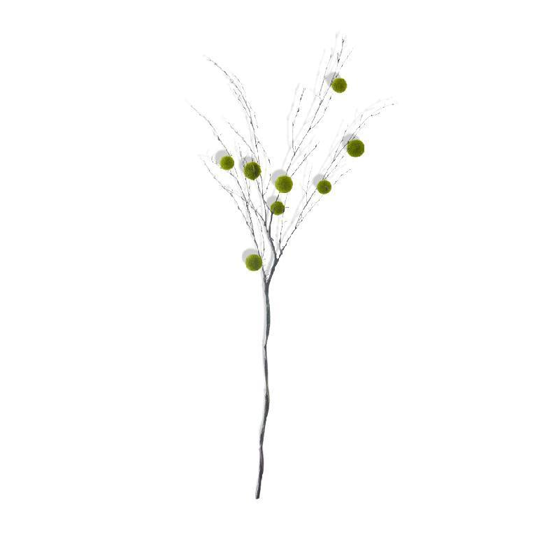 45" Green Moss Ball Branch