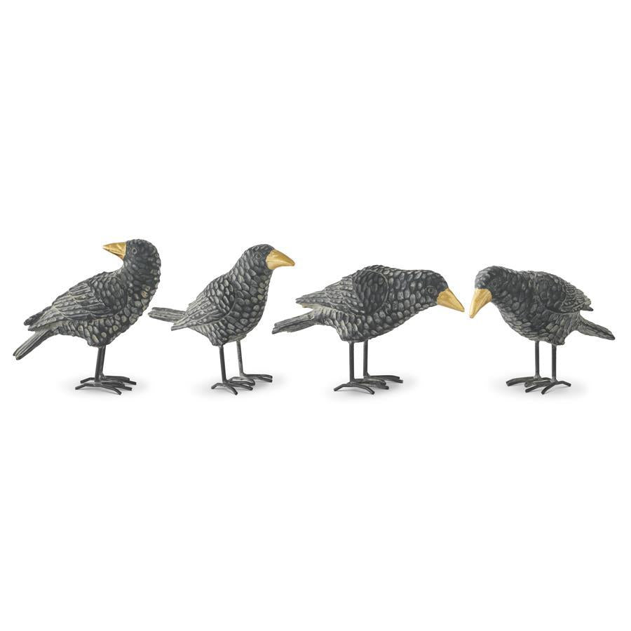 Assorted Black Resin Crows with Gold Accents