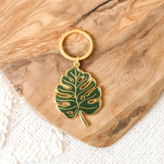 Monstera Leaf Metal Keychain