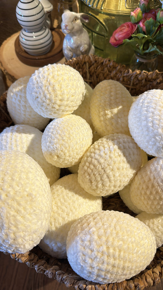 2.5" White Crochet Egg