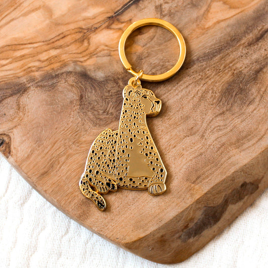 Cheetah Metal Keychain