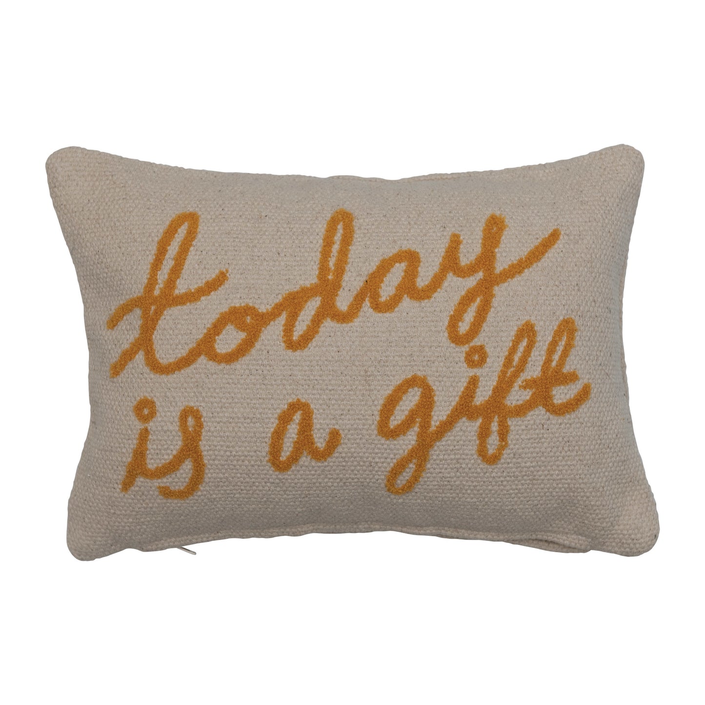 "Today is a Gift" Cotton Lumbar Pillow