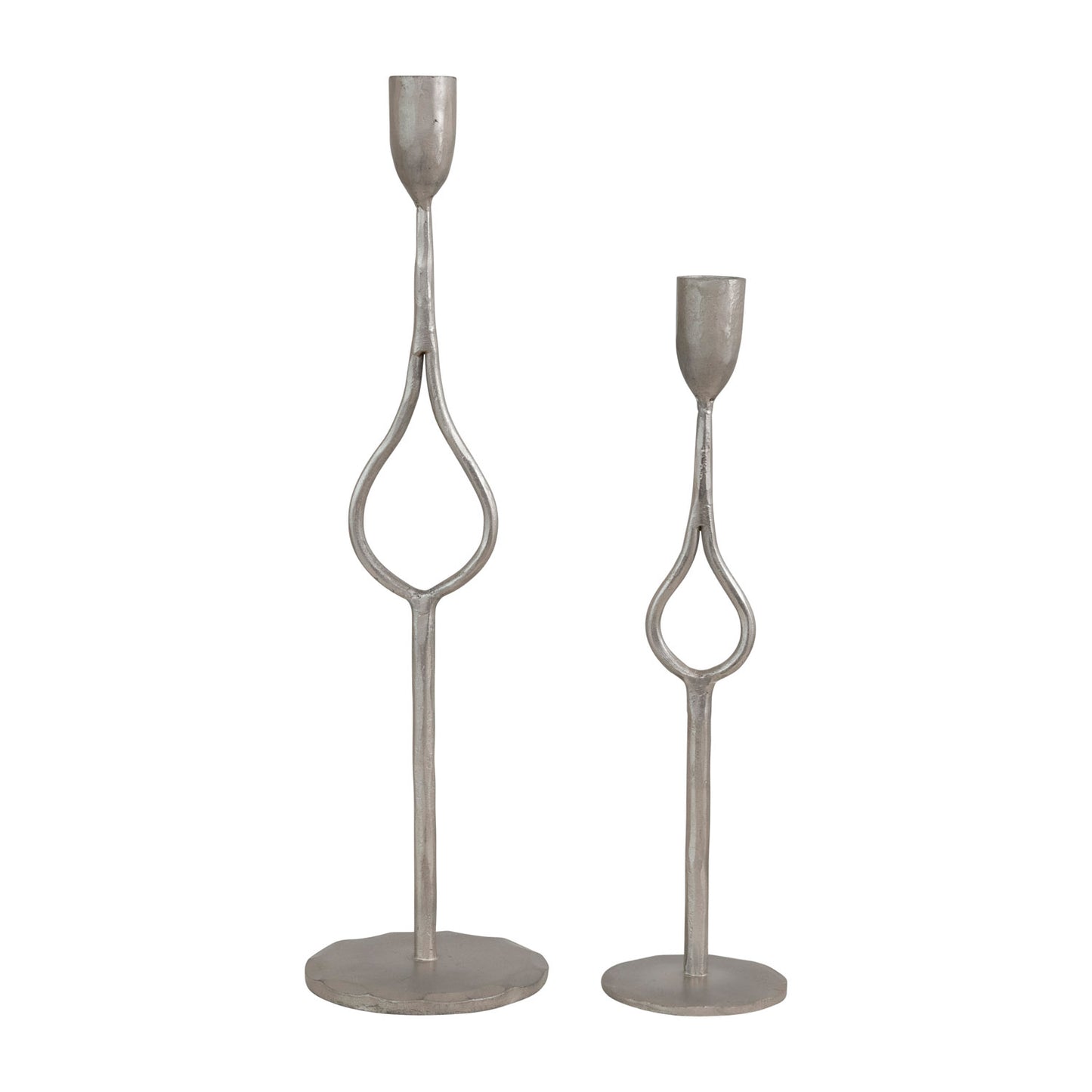 Iron Taper Holders, Antique Silver Finish