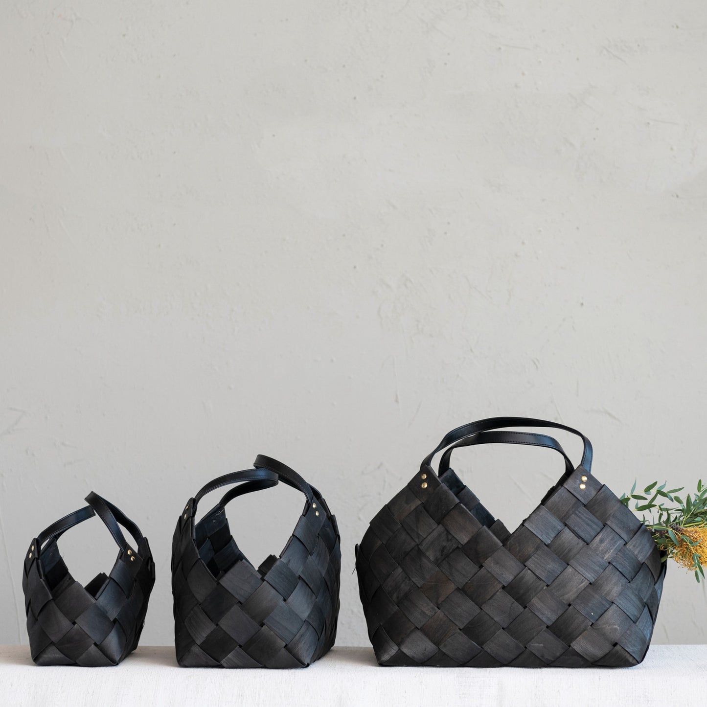 Woven Baskets with Handles - 3 Sizes
