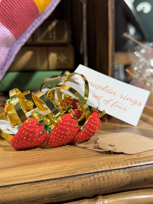 Strawberry Napkin Rings, set of four