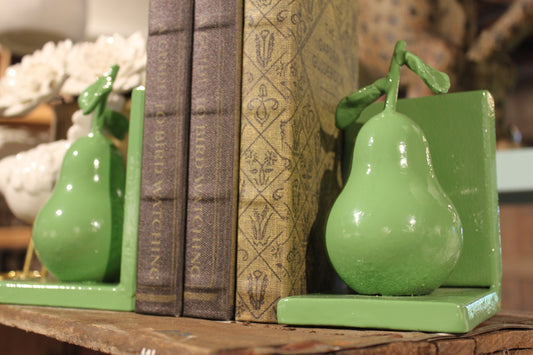 Cast Iron Pear Bookends, Set of 2