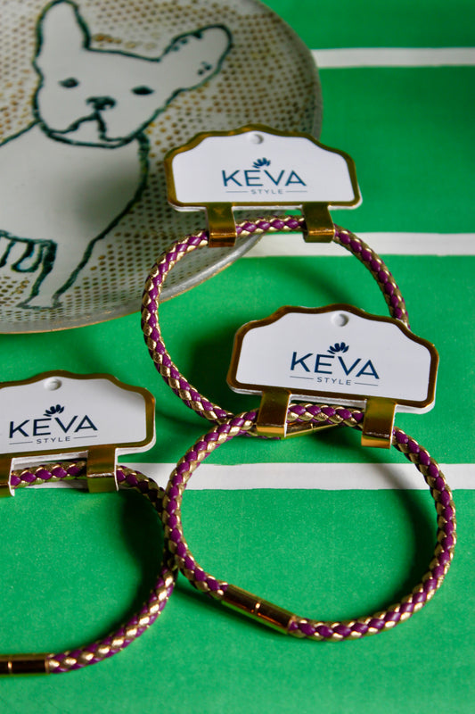 Double Color Braided Bracelet: Double Purple and Gold