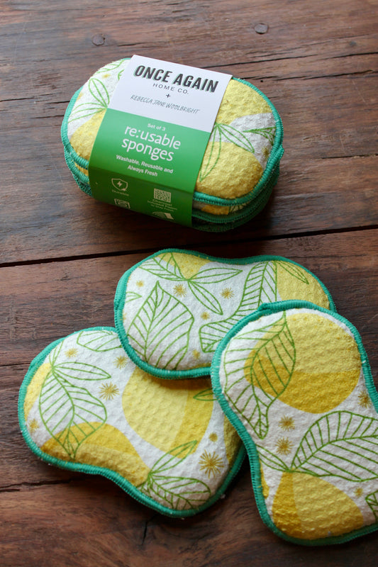 Reusable Sponges (Set of 3) - Lemon Sparkle: Yellow