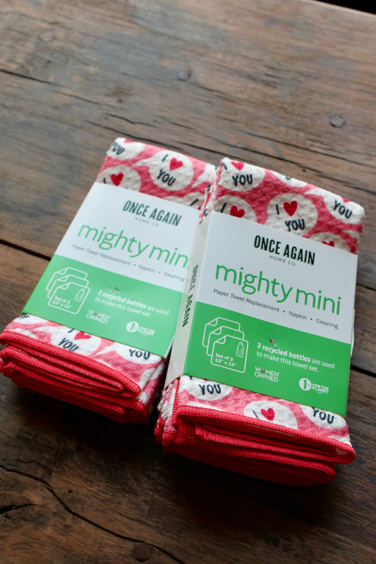 Mighty Mini Towel (Set of 3) - Heart: Pink