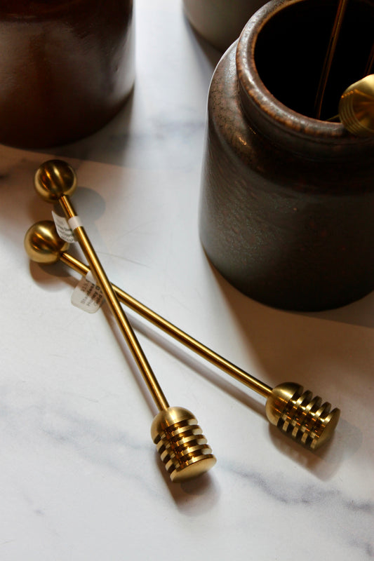 Stainless Steel Honey Dipper, Gold Finish