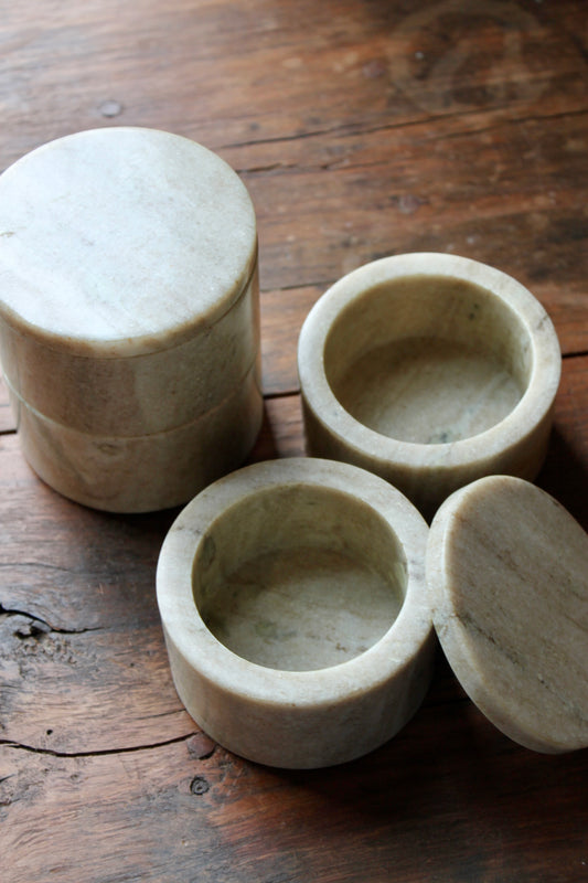 Marble Stackable Pinch Pots w/ Lid