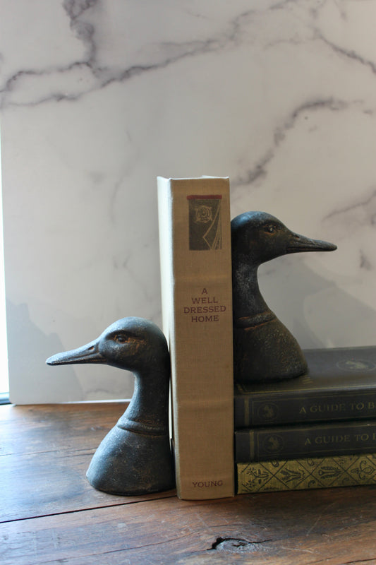 Cast Iron Duck Head Bookends, Set of 2