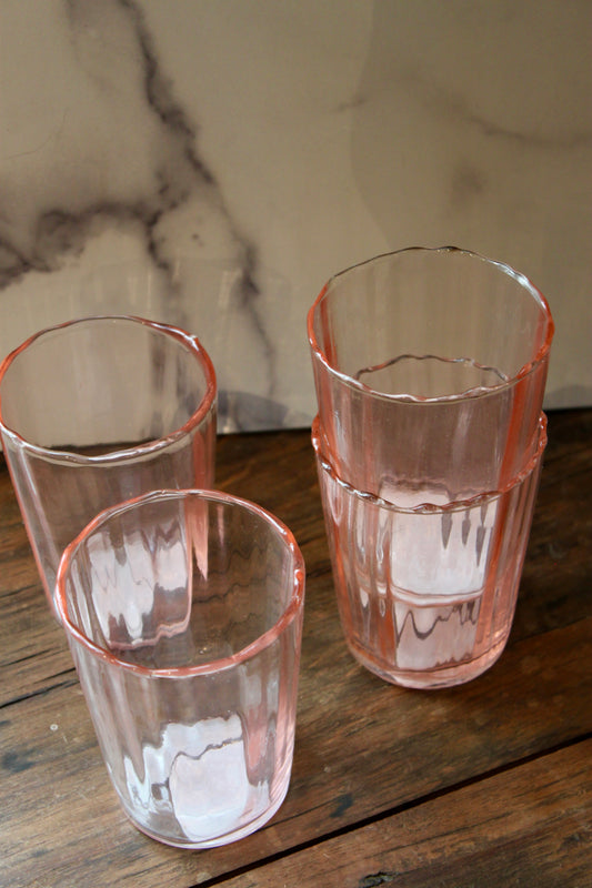 12 oz. Recycled Pink Ribbed Drinking Glass