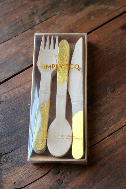 Eco Cutlery Gold Handle 24/pkg