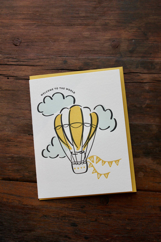 Welcome World - Letterpress Baby Greeting Card