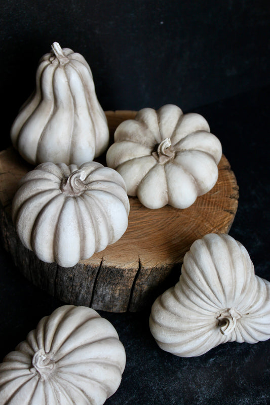 Assorted White Resin Pumpkins