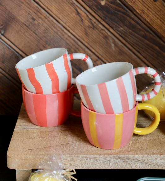 10 oz. Hand-Painted Stoneware Striped Mug