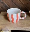10 oz. Hand-Painted Stoneware Striped Mug