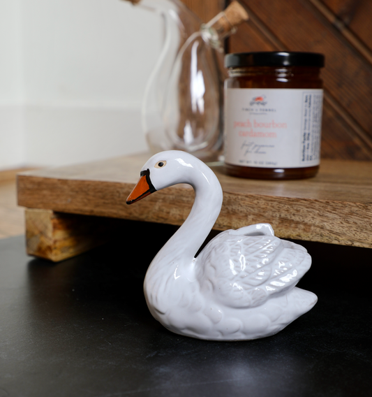 Stoneware Swan Shaped Toothpick Holder