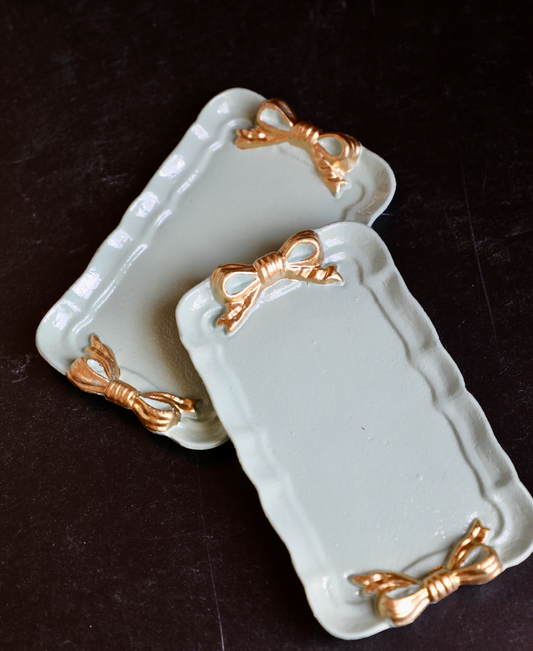 Decorative Metal Tray with Bows