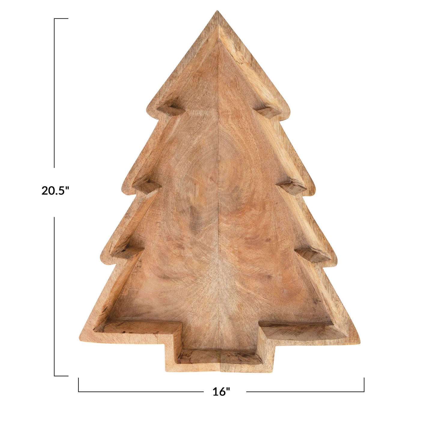 20.5"L x 16"W Mango Wood Tree Shaped Tray
