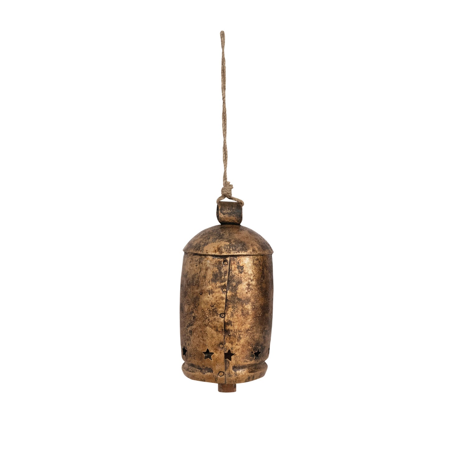 Metal Bell on Jute Rope with Star Cutouts