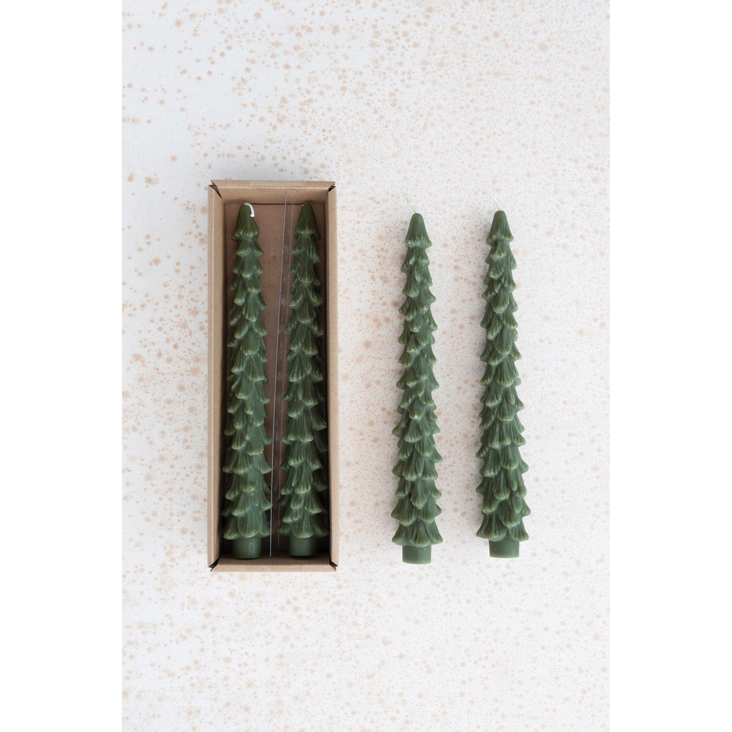 10"H Unscented Tree Shaped Taper Candles, set of 2