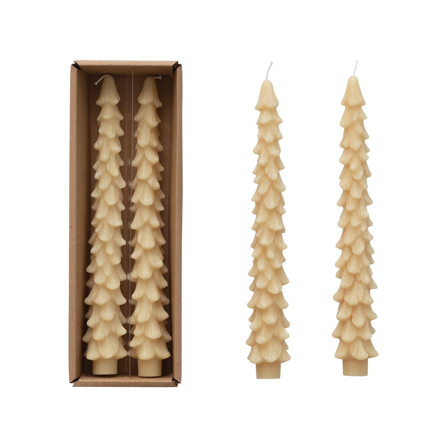 10"H Unscented Tree Shaped Taper Candles, set of 2
