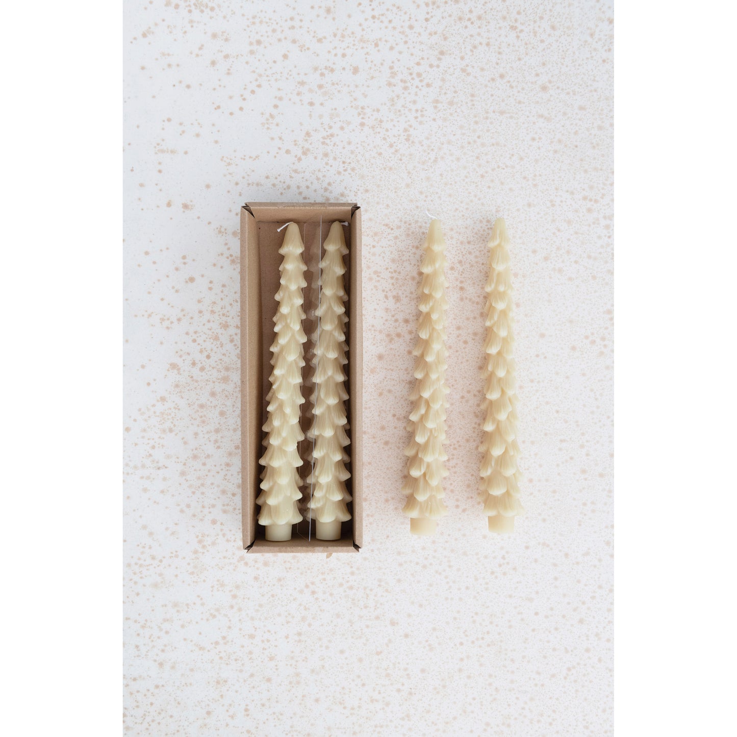 10"H Unscented Tree Shaped Taper Candles, set of 2