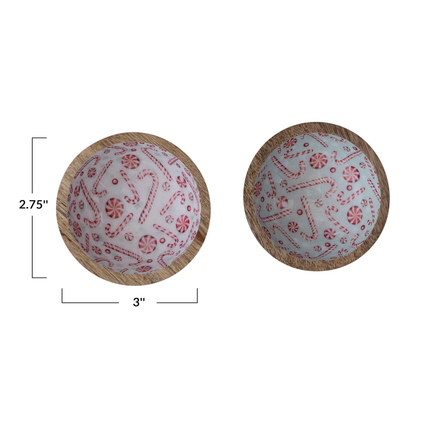 3" Round Enameled Mango Wood Footed Bowl, 2 Colors