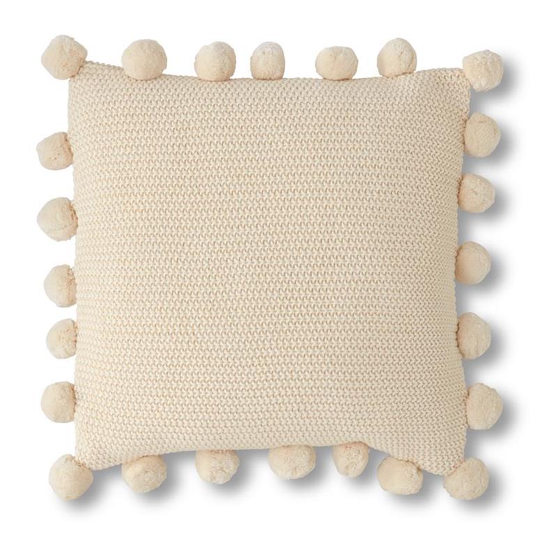 Cream Stitch Knit Pillow