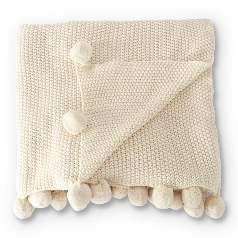 Cream Stitch Knit Throw