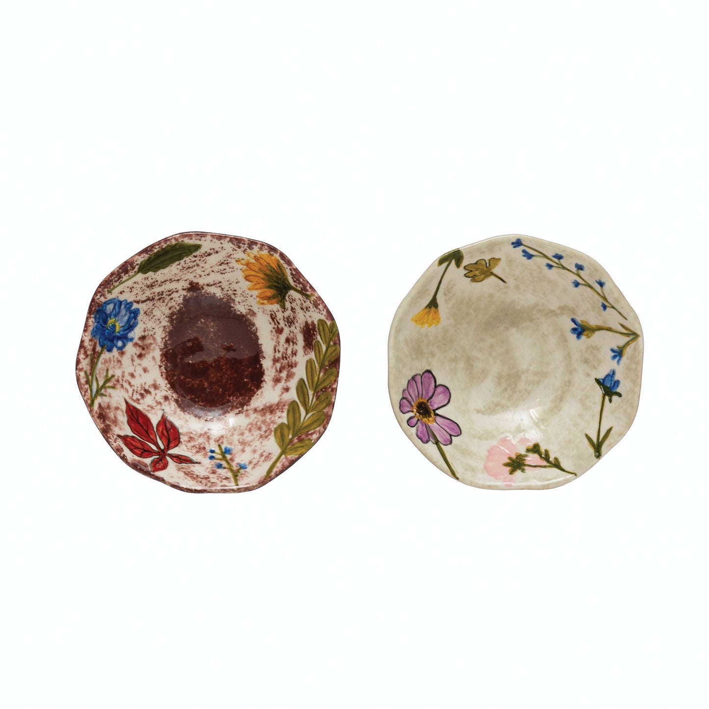 Mini Hand-Painted Stoneware Floral Dish