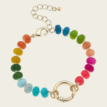 Lucy Gemstone Beaded Charm Bracelet Base in Rainbow Multi