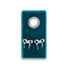 Silver bow earrings on velvet tag with grommet detail.
