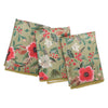 Set of three sage flora towels with floral pattern from Mighty Mini Towel, accented with small golden edge detail.
