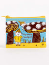 Coin pouch from Blue Q with illustrated mushroom and gnome design.