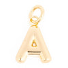 Gold letter "A" charm for jewelry by Cami, featuring a small circular loop.