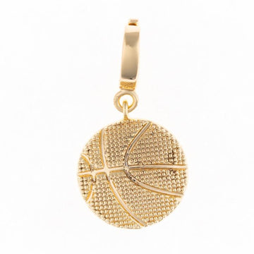 Gold charm by Luxe, featuring a basketball design with dotted texture and hoop attachment.