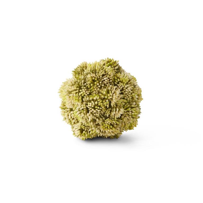 Green seedum ball by Fleur Décor features a textured surface.