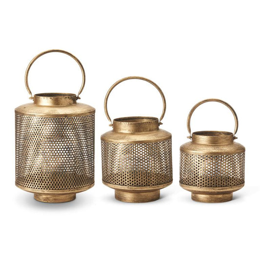 Gold Metal Mesh Lanterns