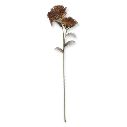Artificial spike bloom in green and burgundy, with double blooms, and realistic details.