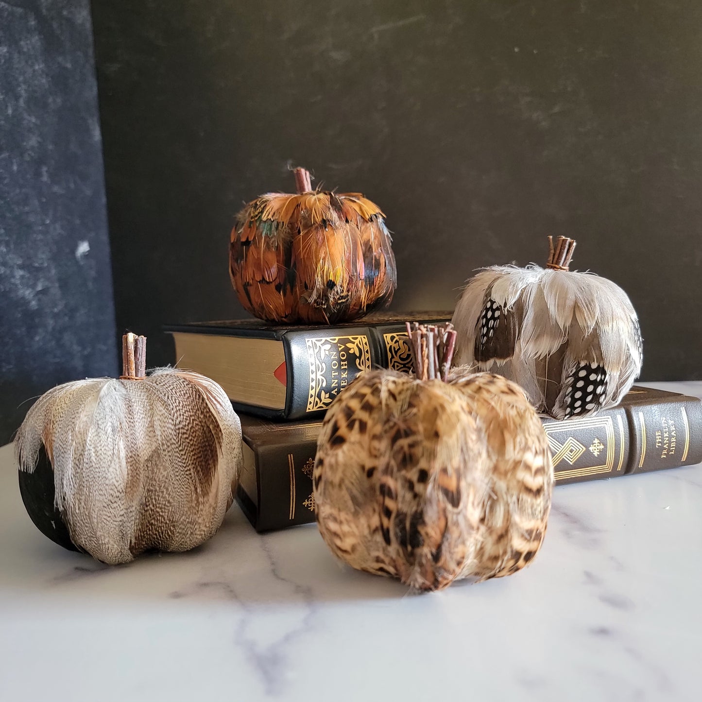 Assorted 3.25 Inch Feather Pumpkins