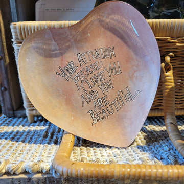 Your Attention Please Heart Decoupage Plate
