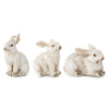 Set of small gray bunny figurines, home decor with sculpted details.