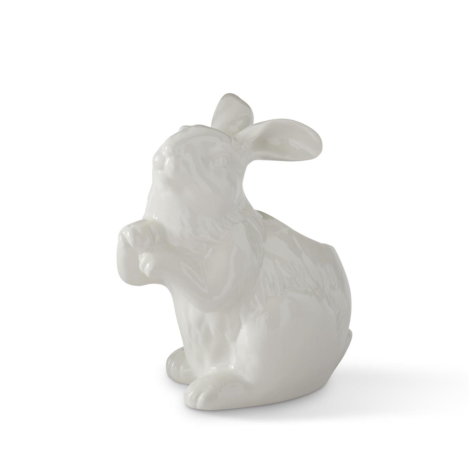 White Easter bunny vase from Foreside Home and Garden, depicted in a seated position with upright ears.