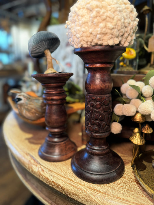 8" Mango Wood Candle Holder