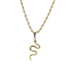 Gold Leila necklace with snake pendant, featuring a twisted chain.