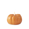 Orange wax LED pumpkin by Roman, Inc. with a flickering light.
