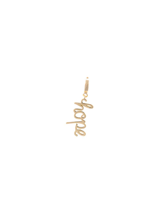 Gold charm spelling "hope" by unknown brand.